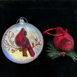 Elegant Red Cardinal Holiday Ornament Set